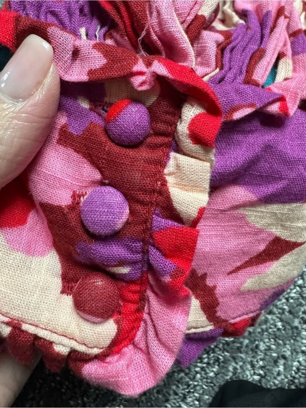 Free People Ariana Smocked Top Party Combo Pink Red Floral Size Medium